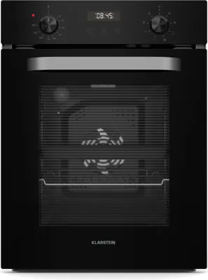 Klarstein SmartSlim Einbaubackofen - 45 cm, 49 L, 9 Funktionen, Dampfreinigung, Abnehmbare Glastür, , Schwarzes Glas, Digitaler Timer, Backofen Einbaugerät