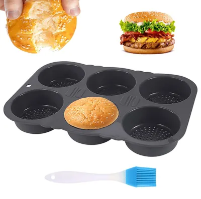 Silikon-Backform für Hamburgerbrötchen, Ø 10 cm, 6 Mulden