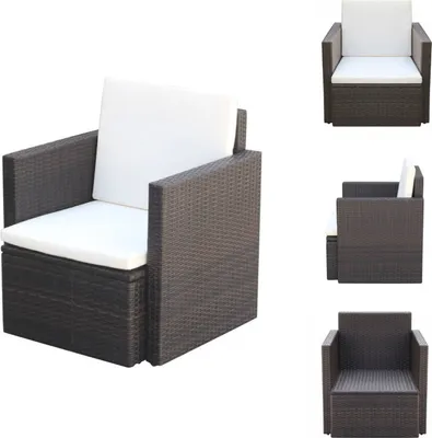 Image de vidaXL Chaise de jardin avec coussins et rembourrage en rotin synthétique marron - Chaises de jardin