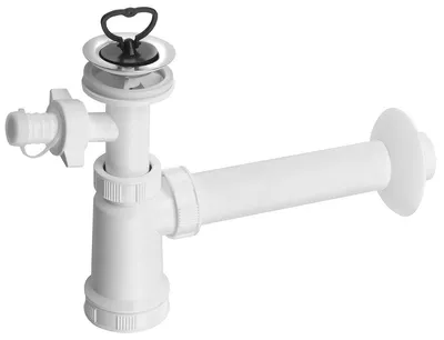 Produktbild von Bruckner Waschtisch-Siphon mit Abzweig, Edelstahl, Stopfen Kunstsfoff, DN40, Weiß