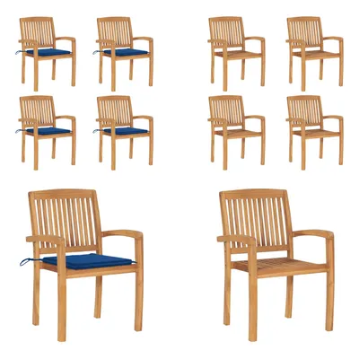 Produktbild von vidaXL Stapelbare Gartenstühle mit Kissen 4 Stk. Massivholz Teak - Gartenstuhl - Gartenstühle - Holzstuhl - Holzstühle