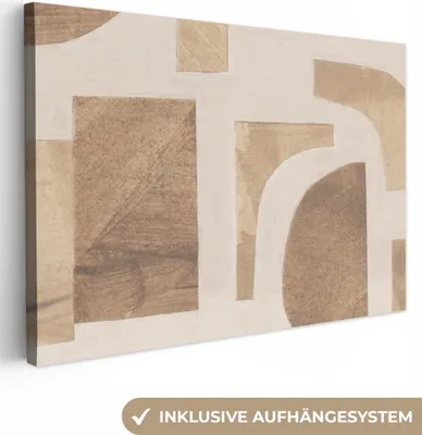 Produktbild von OneMillionCanvasses® - Leinwandbilder - 140x90 cm, Formen - Abstrakt - Puzzle - Holz, Wandbilder Kunstdruck Wanddekoration - Foto auf Leinwand - Gemälde auf Holzrahmen