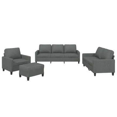 Immagine prodotto di vidaXL Set di divani 4 pezzi con cuscini in tessuto grigio scuro