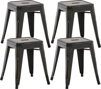 Produktbild von CLP 4er Set Hocker Armin aus Metall schwarz-gold