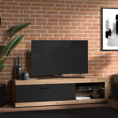 Produktbild von Pompu - TV-Möbel, 162x42x44h cm Schwarz, 2 Ablagen