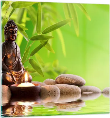 Produktbild von Bilder auf glas - Buddhismus Feng Shui Spa Bambus - 40x40cm - Glasbilder - Wandbilder - Kunstdruck - zum Aufhängen bereit - Wanddekoration aus Glas - Glas Bilder - Wandbild auf Glas - GAC40x40-2392