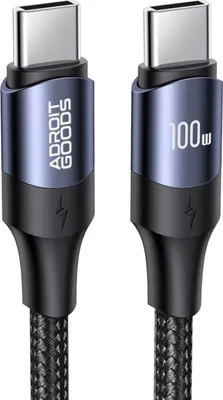 Zdjęcie produktu dla AdroitGoods Kabel USB C do USB C 100W - USB 3.0 - Pleciony nylon - Kabel do szybkiego ładowania - 2M