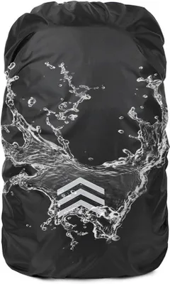 Productafbeelding van Regenhoes - Zwart - M - Waterdichte Rugzakhoes met Reflecterende Strepen - Voor Schoolrugzakken en Activiteiten