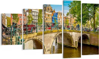Produktbild von Bild auf Leinwand - Leinwandbild - amsterdam Bögen Architektur Gebäude - 100x60cm - Wand Bild - Wanddeko - Leinwanddruck - Bilder - Kunstdruck - Leinwand bilder - Wandkunst - EG100x60-3173