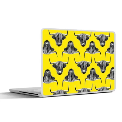 Produktbild von MuchoWow® Laptop Aufkleber Sticker Cover Schottischer Highlander - Muster - Gelb 32.5x23.5 cm - Sticker für Laptop - Selbstklebend
