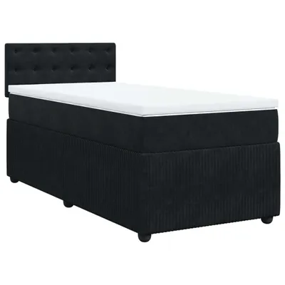 Produktbild von Boxspringbett mit Matratze Schwarz 100x200 cm Samt