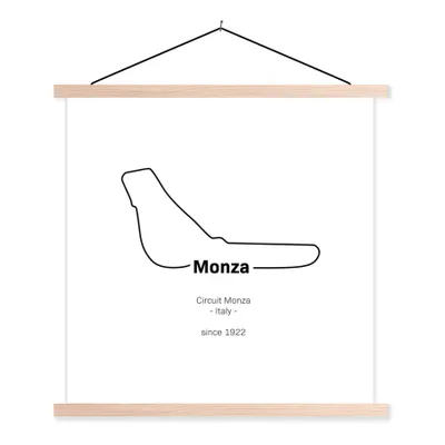 Produktbild von MuchoWow® Textilposter Monza - Formel 1 - Rennstrecke 40x40 cm mit holzfarbenen Rahmen - Posterleiste