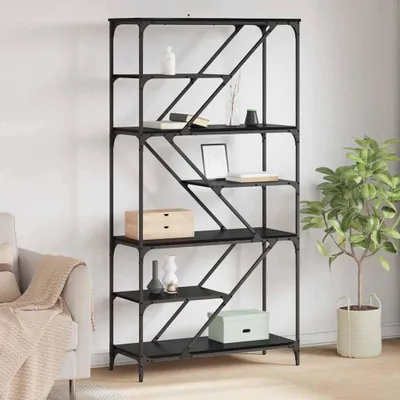 Produktbild von "Schlussverkauf" Bücherregal rechteckig - 1 pc - Büroregal mit Stauraum - Schwarz Eichen-Optik 91x36x176 cm Holzwerkstoff C12330