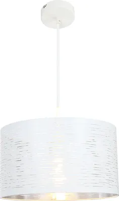 Produktbild von Globo Lighting Hängeleuchte Metall weiß, Kunststoff weiß, Kabel PVC weiß, Höhe kürzbar, ø: 380mm, H: 1200mm, exkl. 1x E27 40W 230V