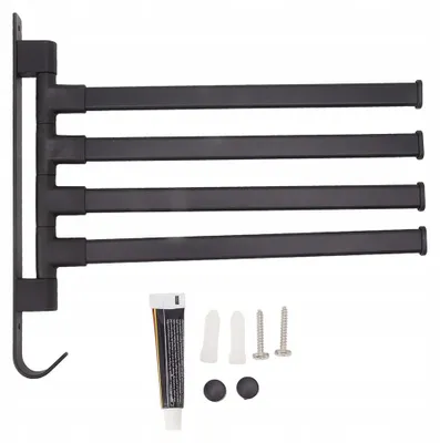 Produktbild von Schwarzer Metall Handtuchhalter mit 4 Armen Wandmontage
