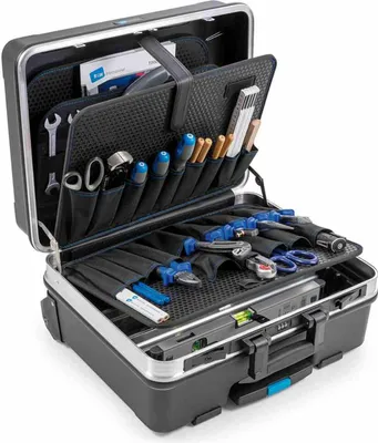 Obrázek produktu pro Werkzeugkoffer go mit Rollen + Werkzeugtaschen, Werkzeugbox ohne Werkzeug, B&W