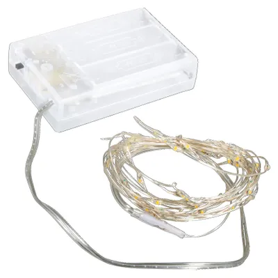 Produktbild von Rayher Mini LED-Lichterkette mit Draht und Timer, warmes Lichtgelb, 235 cm, 40 L