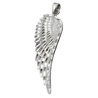 Produktbild von Anhänger 37x12mm Flügel diamantiert rhodiniert Silber 925 silber 37x12mm