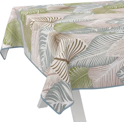 Produktbild von Tischdecke Extraordinär Blätter Grün 140x140cm mit Band-Kante Wachstuch abwaschbar