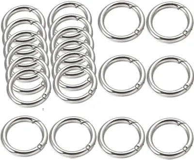 20 runde Karabinerhaken Snap Clips, Zinklegierung, silber