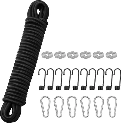 Produktbild von PRETEX Gummiband Expander 8mm x 10m mit Haken - Spanngummi mit Haken Karabiner Seilschlösser - Gummiseil Expanderseil zuschneidbar - Spannseil