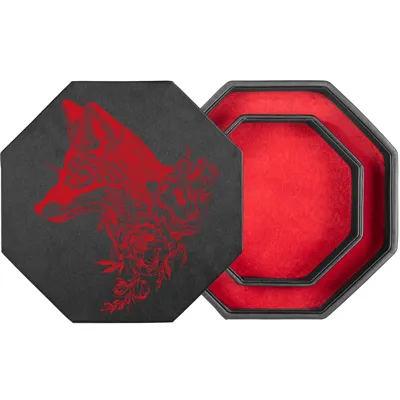 Produktbild von shibby  Würfelbrett mit Würfel-Ablage und Deckel für alle Tabletop Spiele - 23,5cm Floral M1-2 (rot)