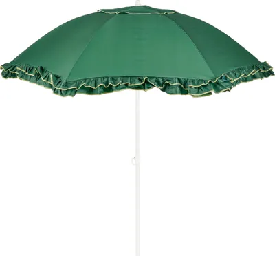 Obrázok produktu pre Mica Decorations Naklápací slnečník s volánmi – tyčový slnečník 238 x Ø195 cm – ochrana pred slnkom na záhrade alebo balkóne – polyester, oceľ – zelená farba