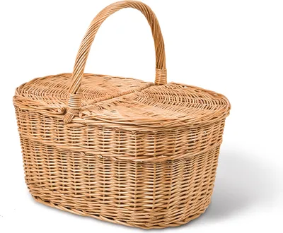 Produktbild von Picknickkorb, Klappdeckel, Tragekorb , Henkelkorb, T 60cm x B 38cm x H 30/34cm