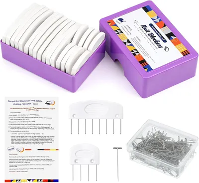 Produktbild von Strick- und Häkelzubehör Set, 20 Stück, Spannungsnadeln, Strickblocker, Kämme, T-Nadeln, für Stricken