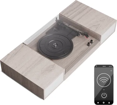 Produktbild von TT-Play 3 Speed Plattenspieler Bluetooth - 2x10W Eingebaute Stereolautsprecher, 33/45/78 RPM, RCA-Out, Vinyl Player, Modernes Design, Helles Holz