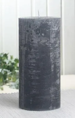 Produktbild von Rustik-Stumpenkerze in Anthrazit-Schwarz, 15 x 7 cm Ø