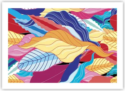 Produktbild von Poster - Poster ohne Rahmen - Muster Blätter bunt - 70x50 cm - Wand Bild - Wanddeko - Wandbilder - Kunstposter - Wandposter - Bilder - Kunstdruck - Wanddekoration - Wandbild - P2XAA70x50-4269