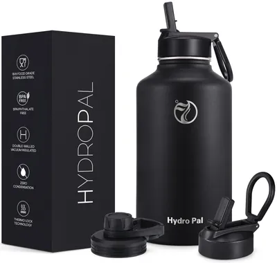 Produktbild von 1900 ml Edelstahl-Thermosflasche mit Strohhalm, auslaufsicher, mit 2 Deckeln