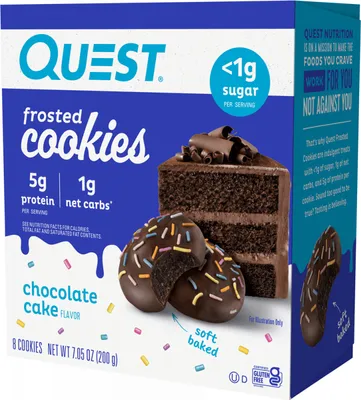 Produktbild von QUEST Nutrition | Quest Frosted Cookies | Soft Baked  No Sugar Chocolate Cake