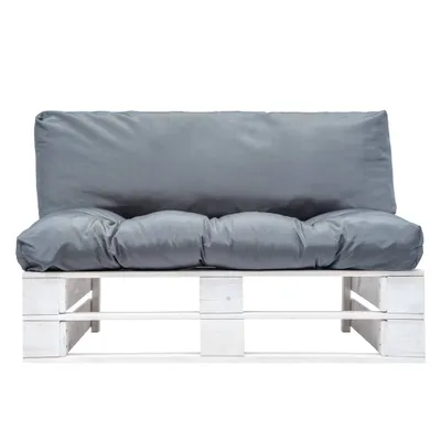 Immagine prodotto di vidaXL Divano per esterni in pallet con cuscini in legno di pino grigio