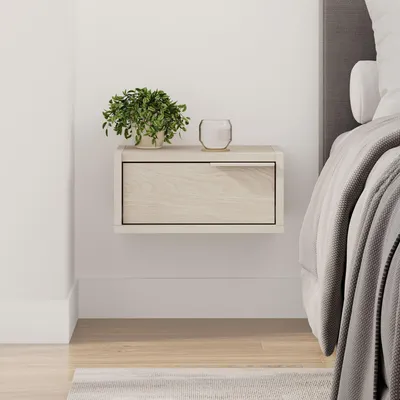 Obrázok produktu pre Skye Decor, kvalitný nočný stolík, pieskovec, 40 x 18,8 x 30 cm | 100 % melamínom potiahnutá drevotriesková doska, hrúbka 18 mm | Možnosť montáže na stenu, škandinávsky dizajn, moderný a funkčný.