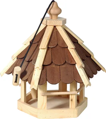 Produktbild von Traditionelles Vogelfutterhaus, Vogelhaus mit Holzschindel-Dach, 33 x 29 x 36 cm, Kiefer, Braun