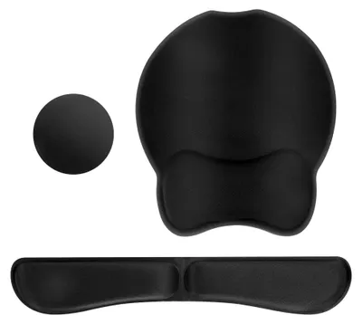 Produktbild von 3-in-1-Set Ergonomisches Mauspad mit Handballenauflage, Bequeme Memory Foam-Handballenauflage für Tastatur und Maus, Schwarz