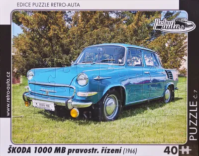 Obrázok produktu pre Puzzle č. 07 - ŠKODA 1000 MB (1966) s pravostranným riadením 40 dielikov