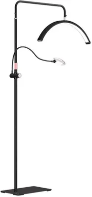 Zdjęcie produktu dla Lampa podłogowa LED – Profesjonalna lampa kosmetyczna z lupą i regulacją temperatury barwowej – metal