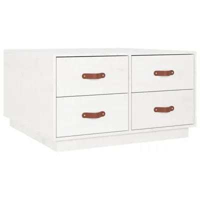 Zdjęcie produktu dla Stolik kawowy, biały, 80x80x45 cm, lite drewno sosnowe