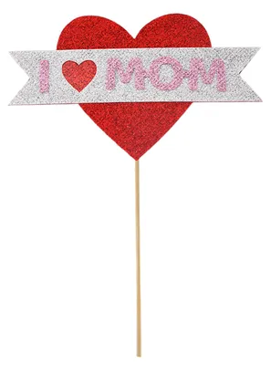 Produktbild von Muttertags-Kuchenaufsätze „Ich liebe Mama“ – Cupcake-Topper mit Glitzerherzen, Blumenkränzen und vieles mehr für Mamas Geburtstagstorte