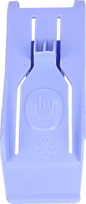 A close-up, top-down view of a light purple plastic washing machine siphon inlet bowl.