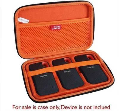 Produktbild von Schutzkoffer für externe Festplatten - Abriebfeste Beschichtung - Einzelstück - Schwarz+Orange - EVA