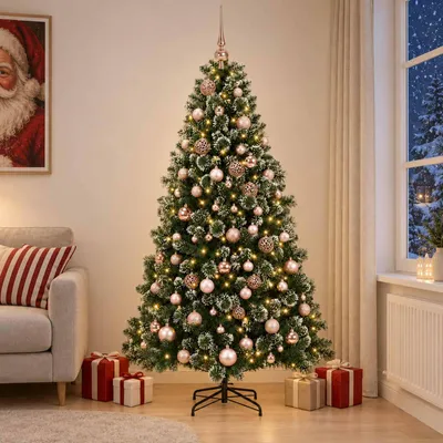 Immagine prodotto di Albero di Natale artificiale con decorazioni a sfera, altezza 240 cm, 300 luci LED