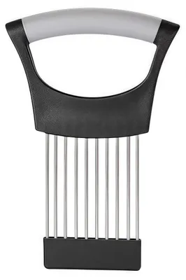 Produktbild von Zwiebelhalter aus Edelstahl mit Zinken zum Schneiden von Gemüse