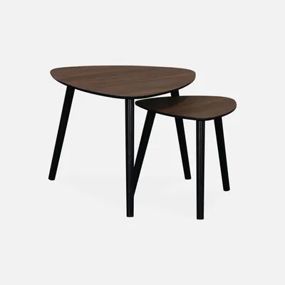 Produktbild von sweeek - 2er Set skandinavische Satztische aus MDF - Nussbaumfarben