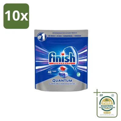Produktbild von 10 x Finish Quantum Powerball Vaatwastabletten – 40 Tabs - Vorratspackung - 10 Stücke