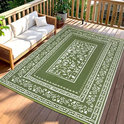 Obrázok produktu pre Vonkajší koberec 150x245 cm, zelený, vodotesný, plast, pre kempovanie