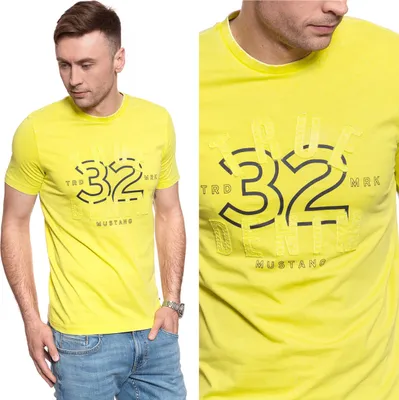 Produktbild von MUSTANG Herren, T-Shirt ALEX C PRINT, M, Gelb, sport, tshirt, shirt